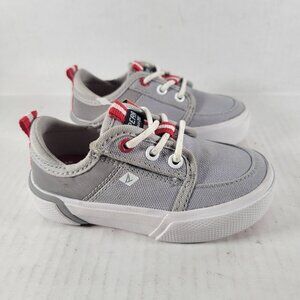 Sperry Kids Casual Everyday Grey Red Sole Canvas Slip On Shoes Size 5M